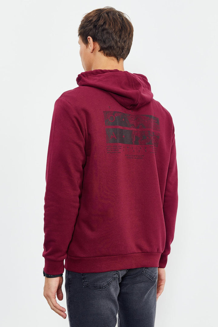 TMY Purple Front and Back Printed Hooded Comfort Fit Men's Sweatshirt - 88017 - Ajaccio