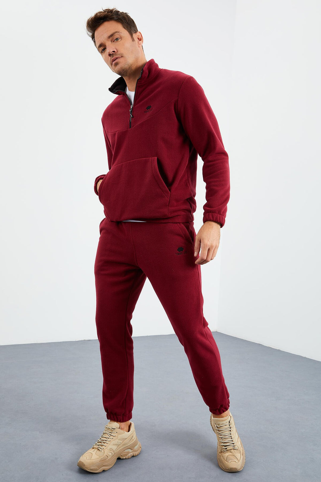 TMY Purple Half Zip Stand Collar Elastic Cuff Polar Men's Tracksuit - 85159 - Šiauliai