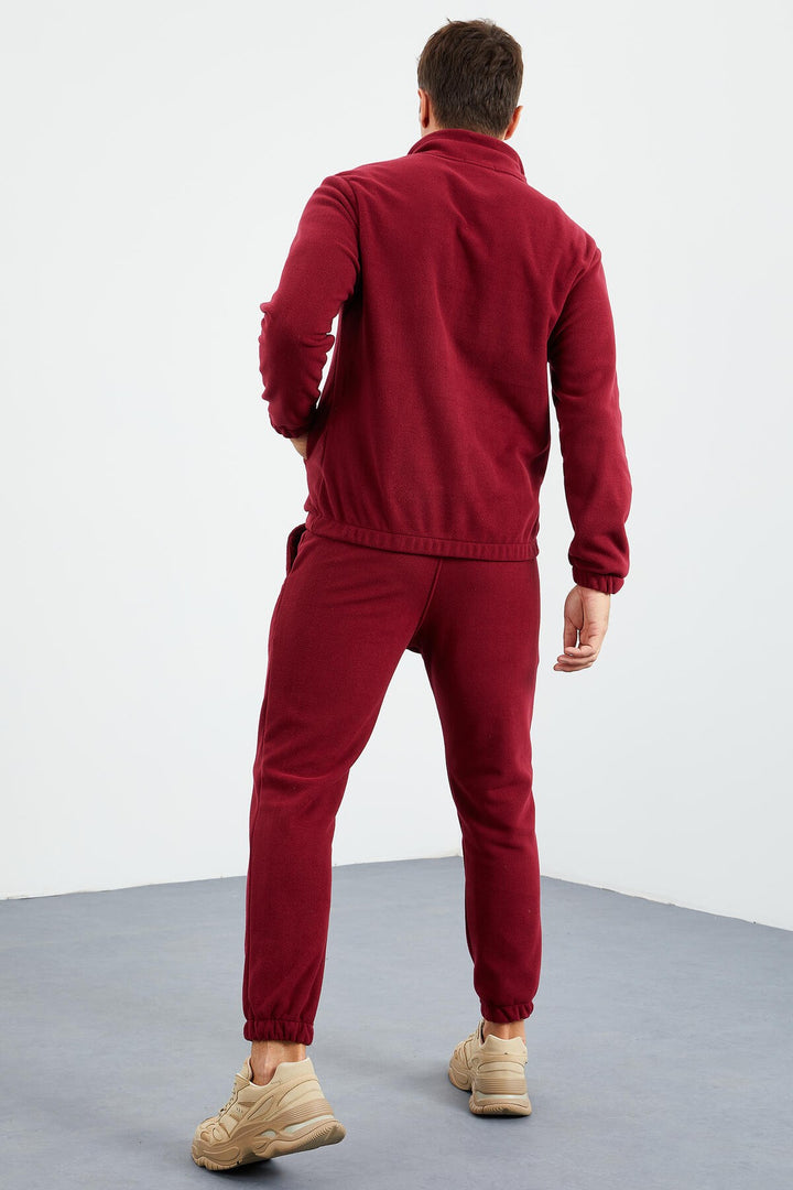 TMY Purple Half Zip Stand Collar Elastic Cuff Polar Men's Tracksuit - 85159 - Šiauliai
