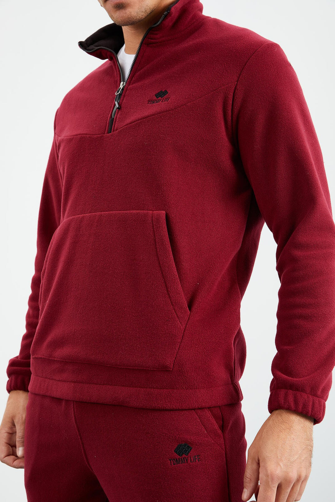 TMY Purple Half Zip Stand Collar Elastic Cuff Polar Men's Tracksuit - 85159 - Šiauliai