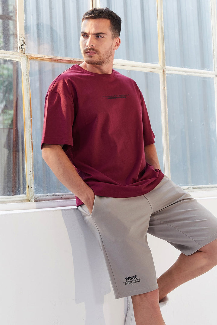 TMY Purple Printed O Neck Men's Oversized T-Shirt - 87984 - Sheboygan