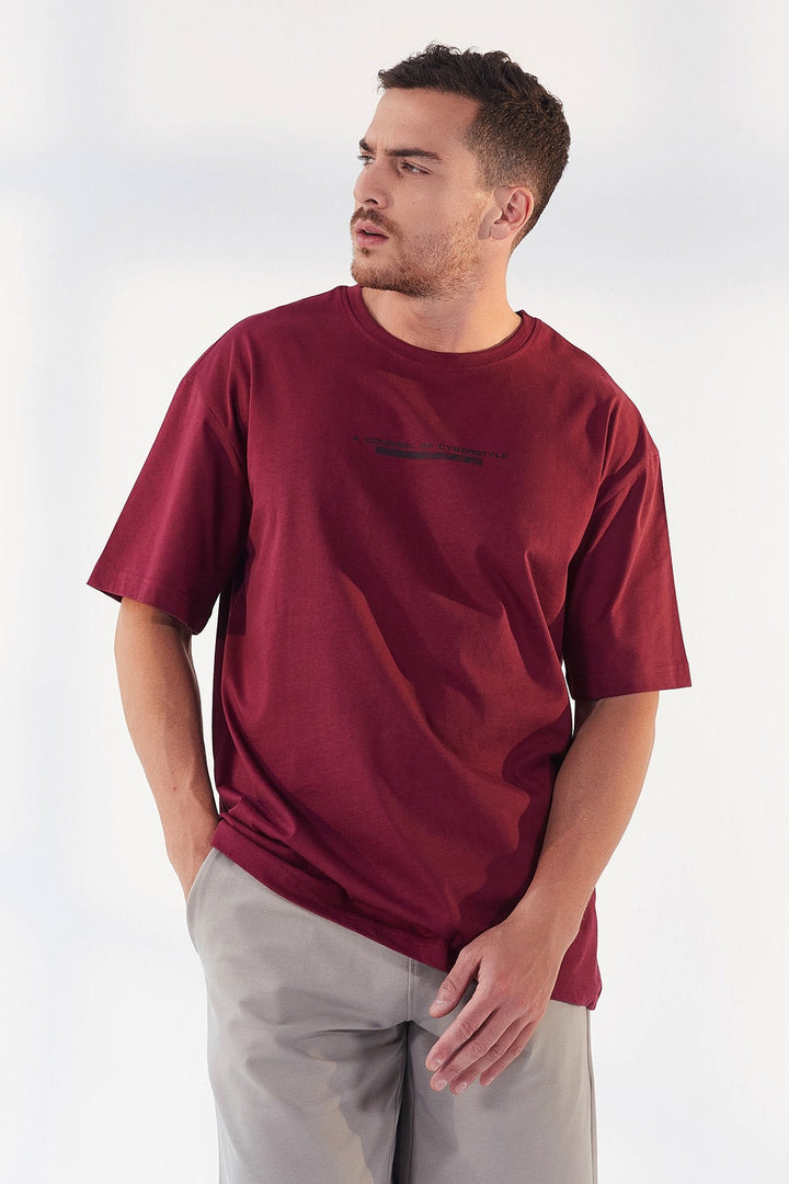 TMY Purple Printed O Neck Men's Oversized T-Shirt - 87984 - Sheboygan