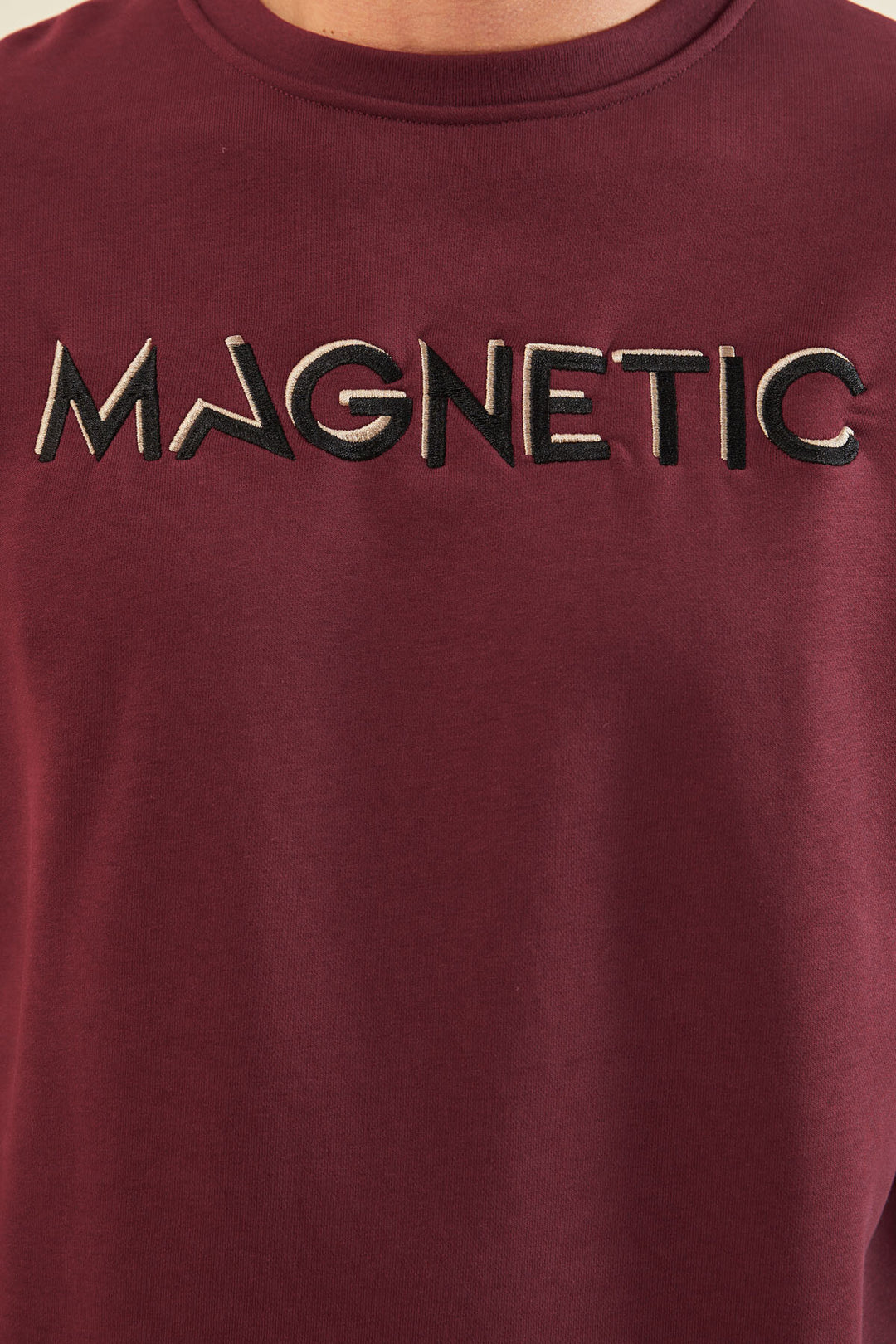 TMY Purple Embroidered Round Neck Comfort Fit Men's Sweatshirt - 88020 - Peine