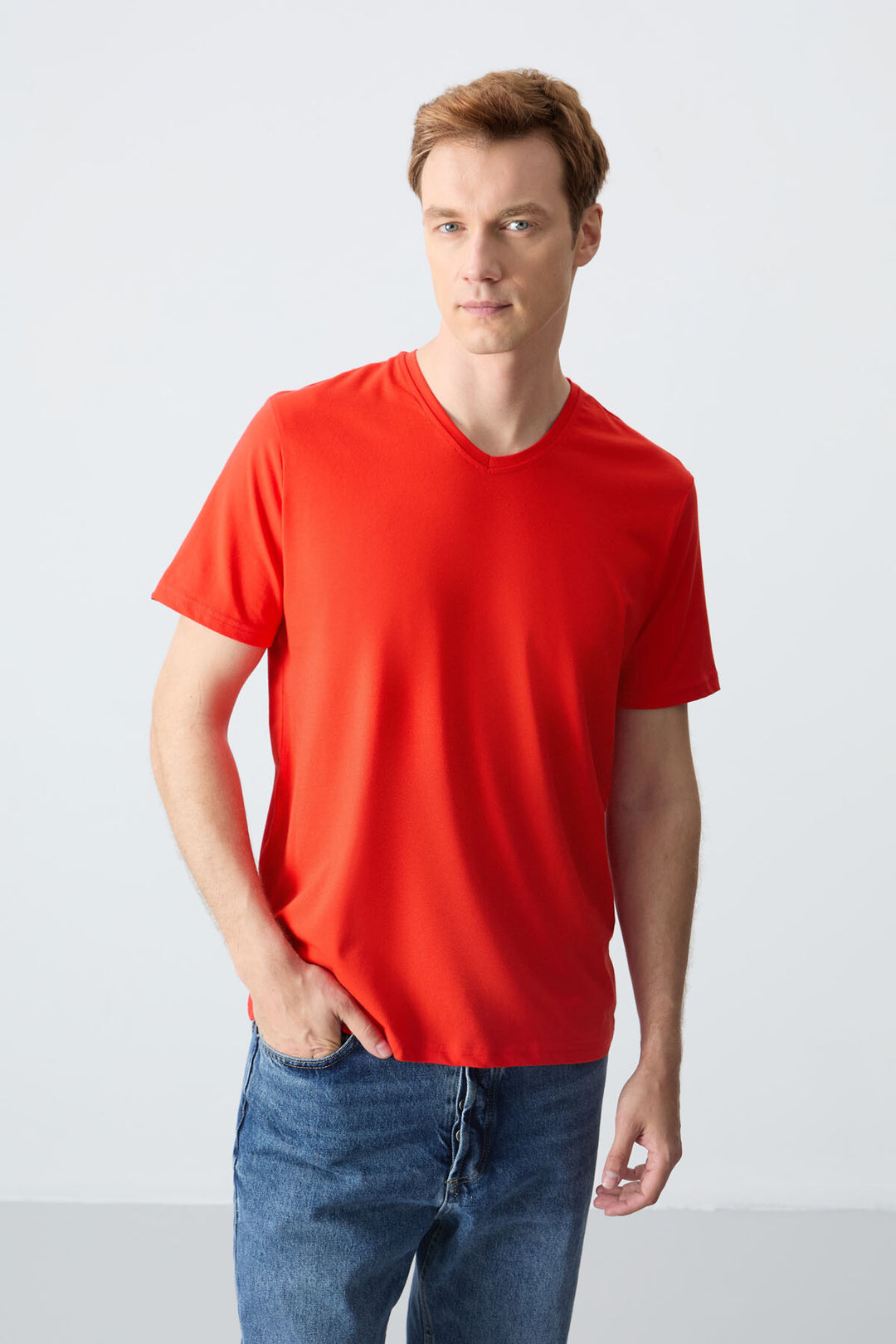 TMY Fiesta Basic Short Sleeve Standard Fit V-Neck Men's T-Shirt - 87912 - Augsburg