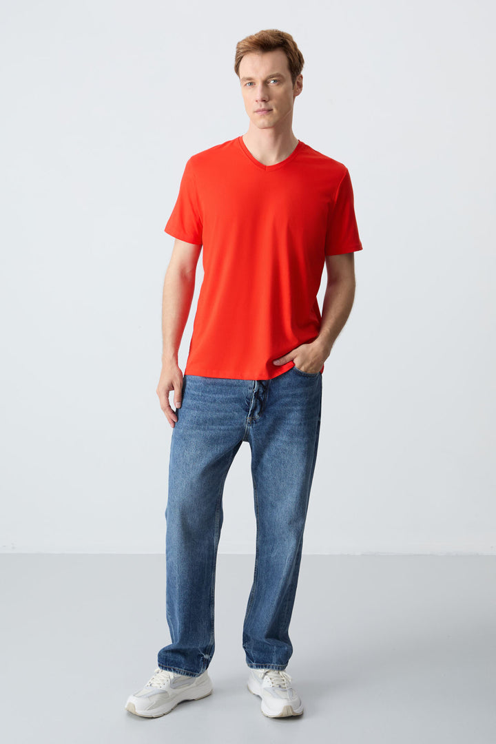 TMY Fiesta Basic Short Sleeve Standard Fit V-Neck Men's T-Shirt - 87912 - Augsburg