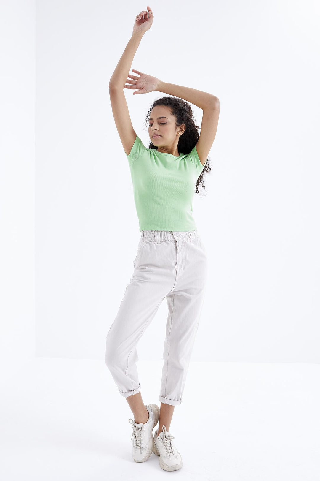 TMY Pistachio Green Basic Short Sleeve O Neck Women's T-Shirt - 97202 - Osnabrück