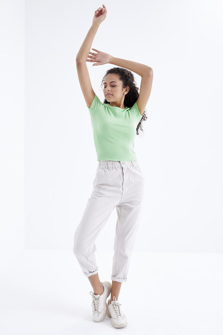 TMY Pistachio Green Basic Short Sleeve O Neck Women's T-Shirt - 97202 - Osnabrück