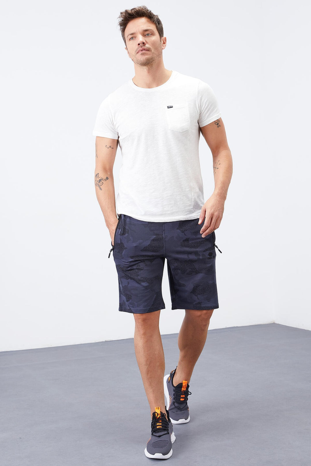 TMY Smoke Camouflage Pattern Standard Fit Men's Shorts - 81157 - Dover