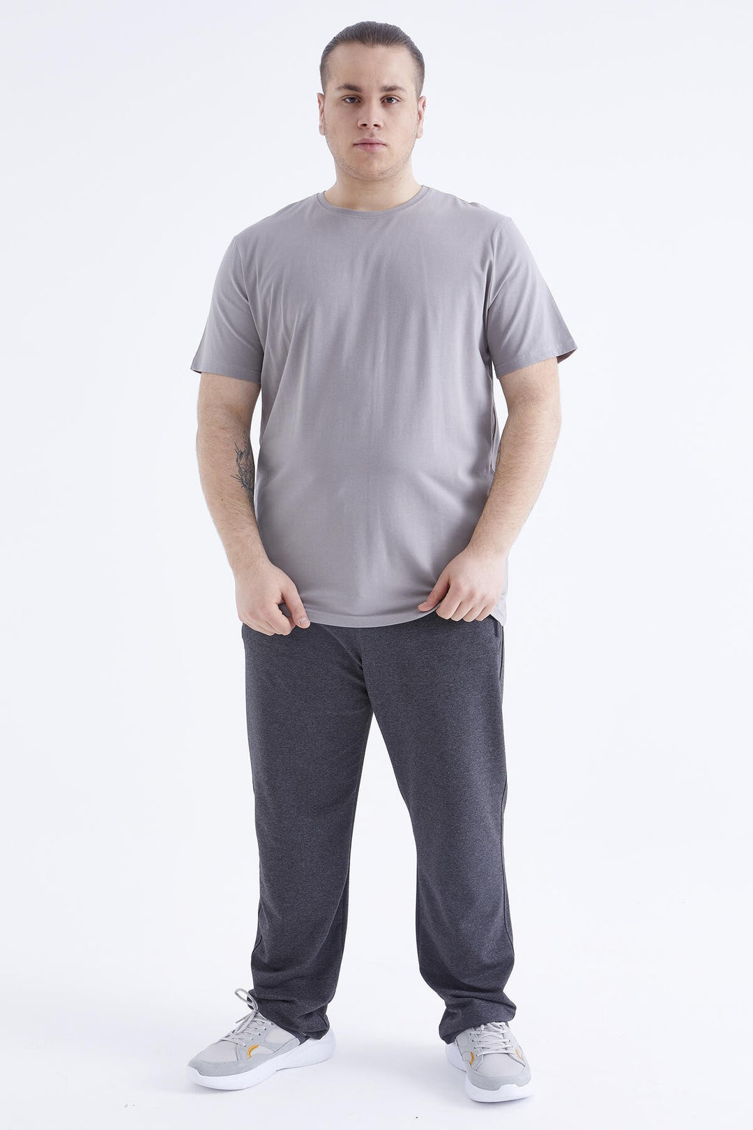 TMY Gray Basic Short Sleeve Round Neck Plus Size Men's T-Shirt - 88072 - Guaynabo