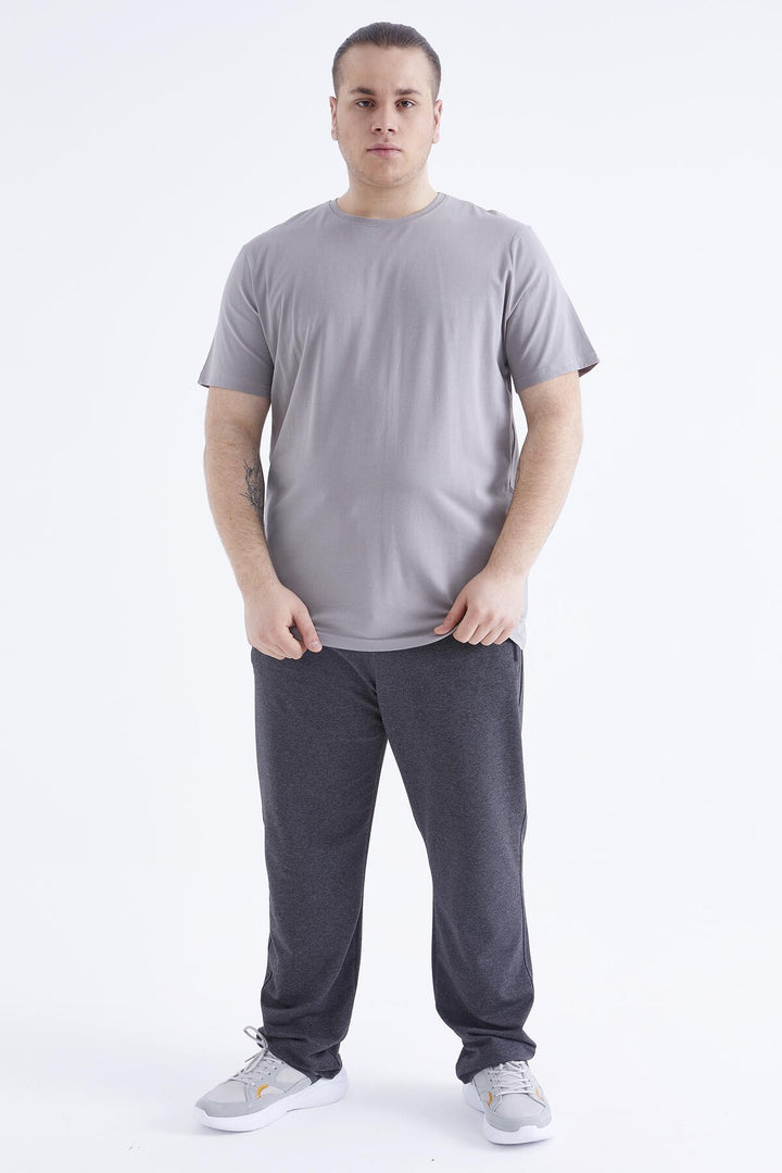 TMY Gray Basic Short Sleeve Round Neck Plus Size Men's T-Shirt - 88072 - Guaynabo
