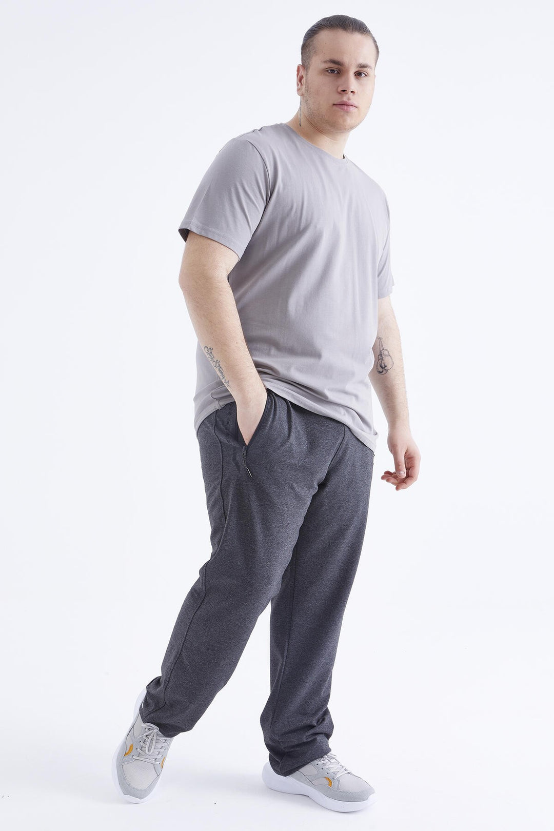 TMY Gray Basic Short Sleeve Round Neck Plus Size Men's T-Shirt - 88072 - Guaynabo