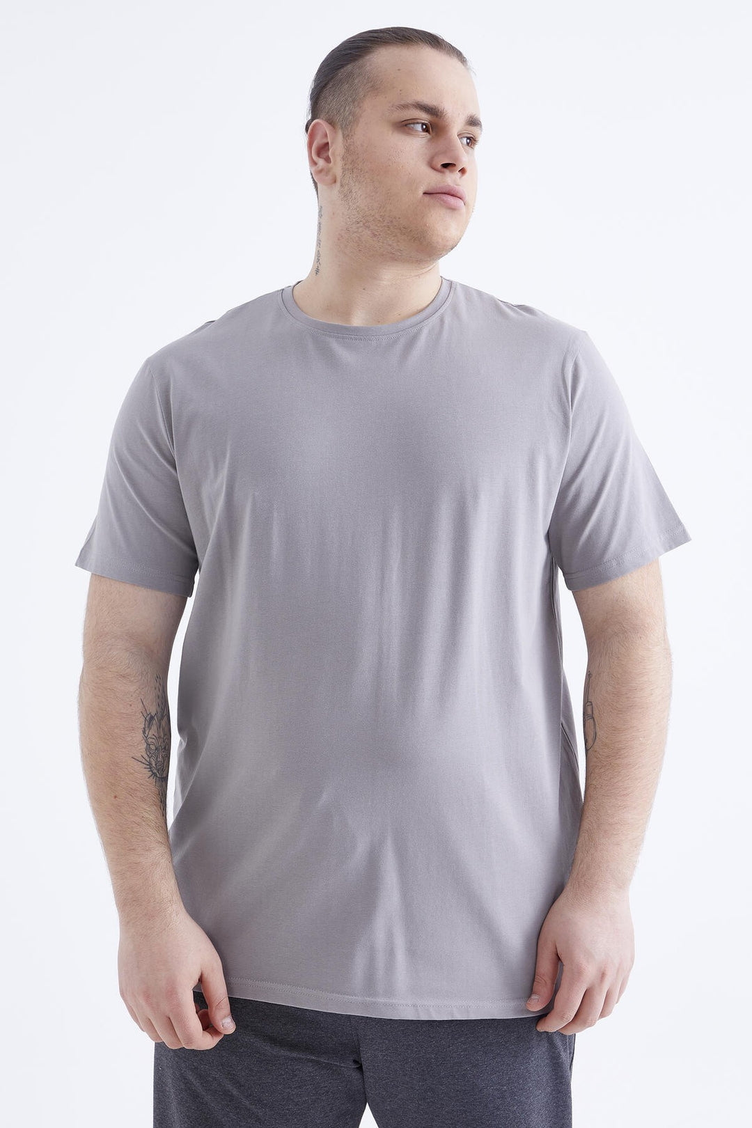 TMY Gray Basic Short Sleeve Round Neck Plus Size Men's T-Shirt - 88072 - Guaynabo