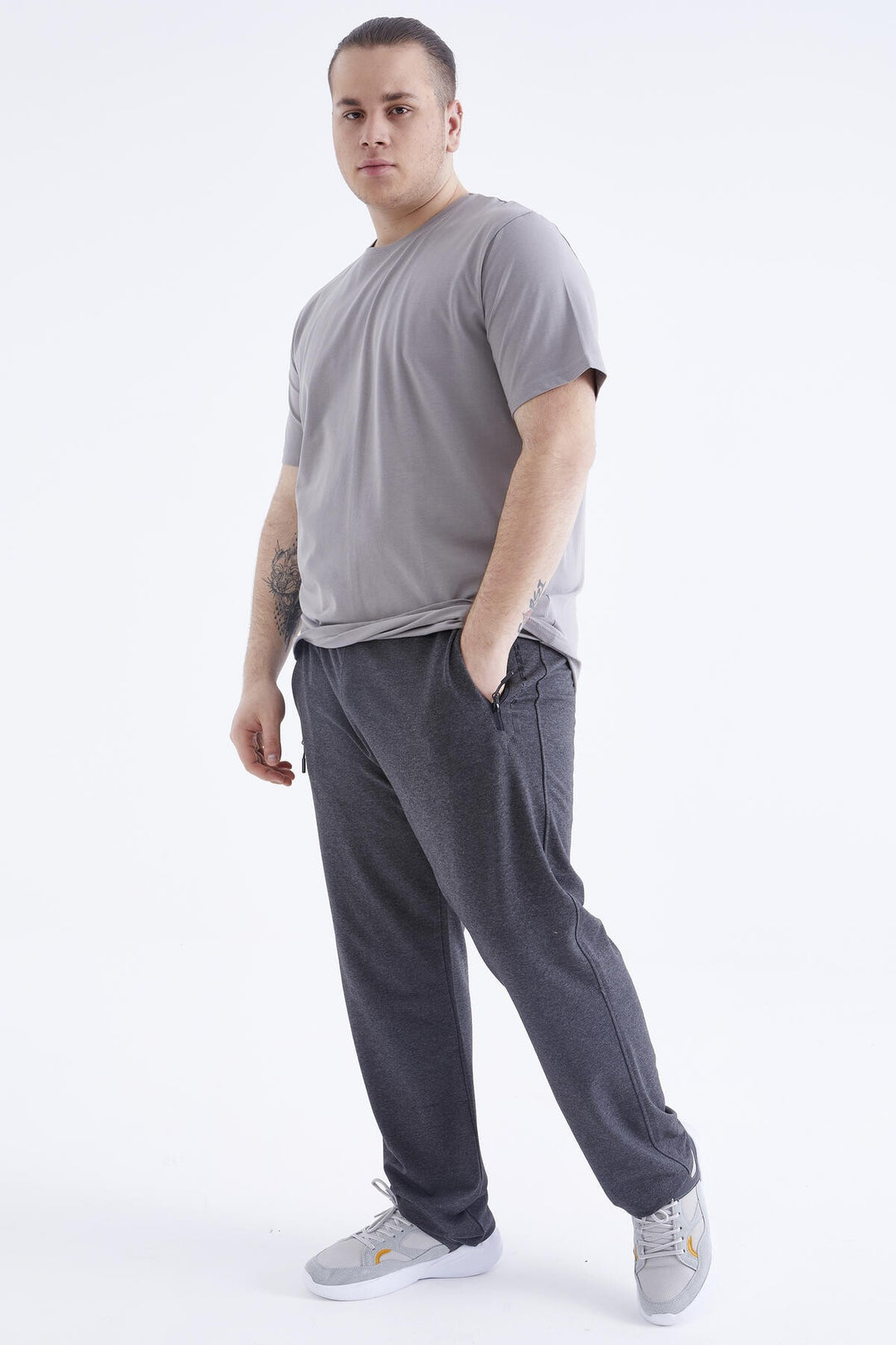 TMY Gray Basic Short Sleeve Round Neck Plus Size Men's T-Shirt - 88072 - Guaynabo