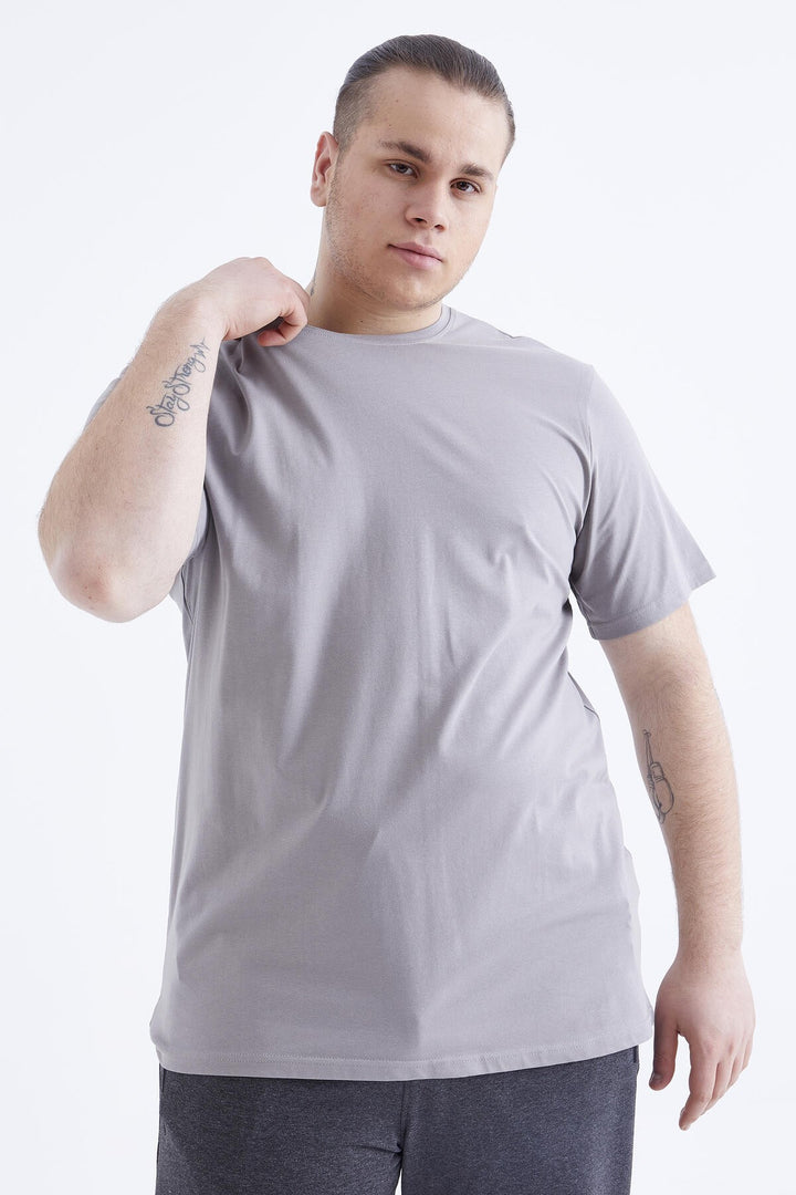 TMY Gray Basic Short Sleeve Round Neck Plus Size Men's T-Shirt - 88072 - Guaynabo