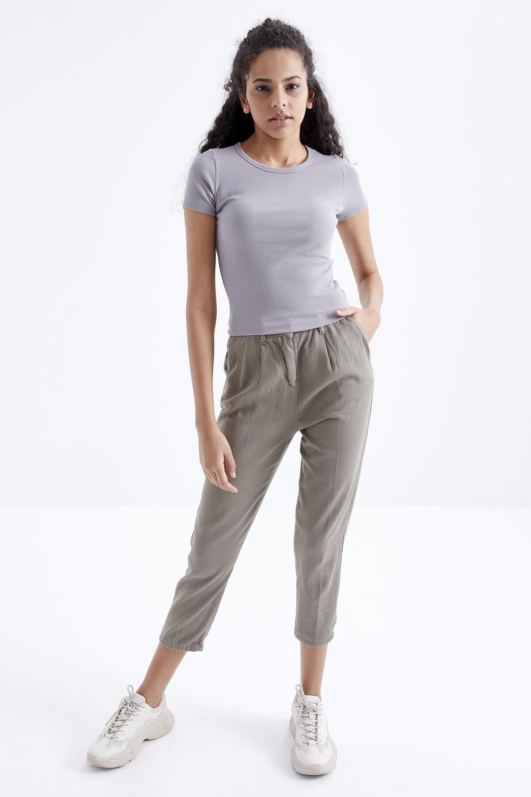 TMY Gray Basic Short Sleeve O Neck Women's T-Shirt - 97202 - Hürth