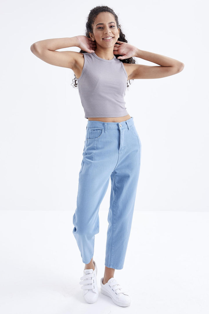 TMY Gray Basic Sleeveless O Neck Women's Crop Top Tank Top - 97204 - Santa Ana Nextlalpan