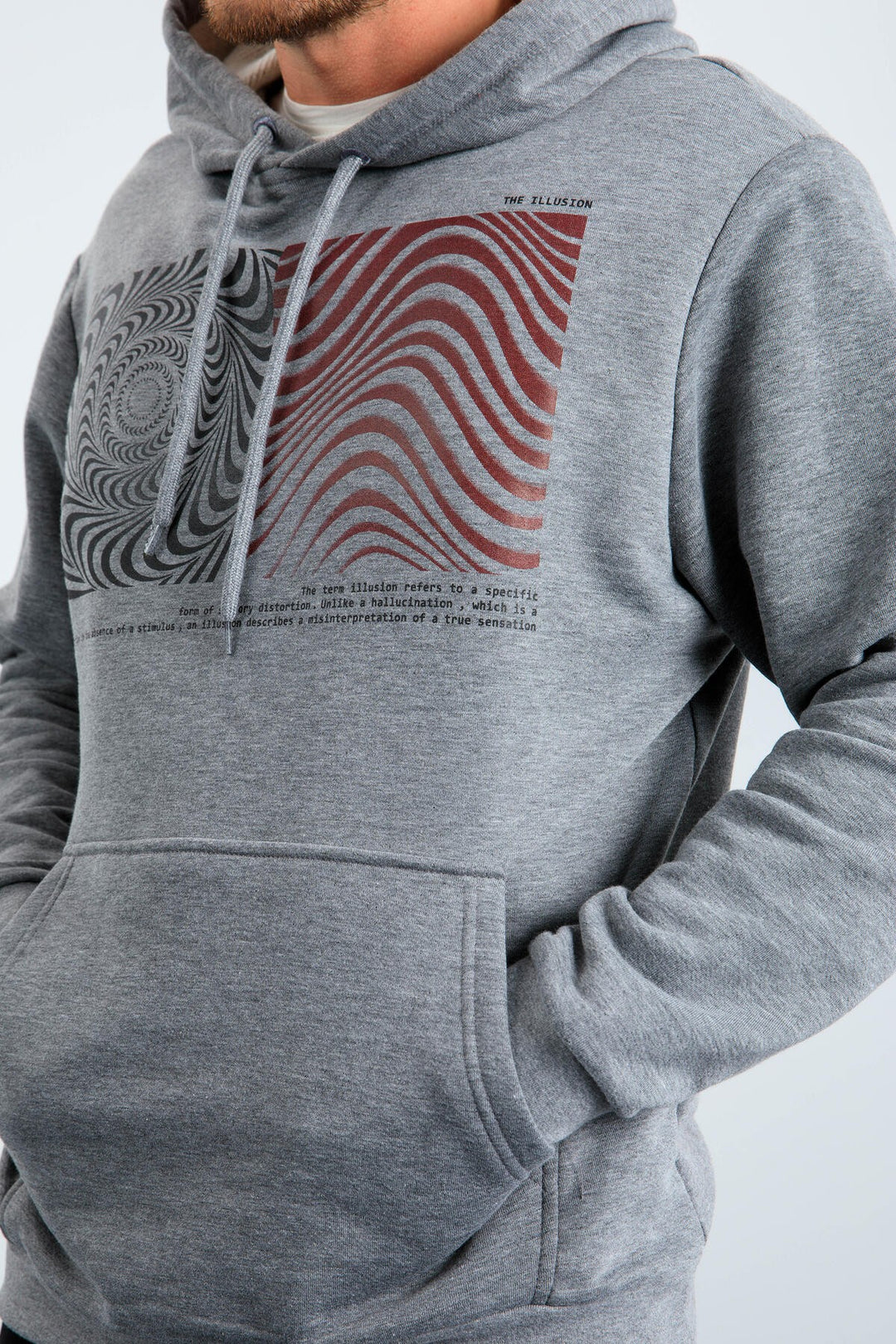 TMY Gray Melange Patterned Hooded Comfort Fit Men's Sweatshirt - 88030 - Cuetzalan