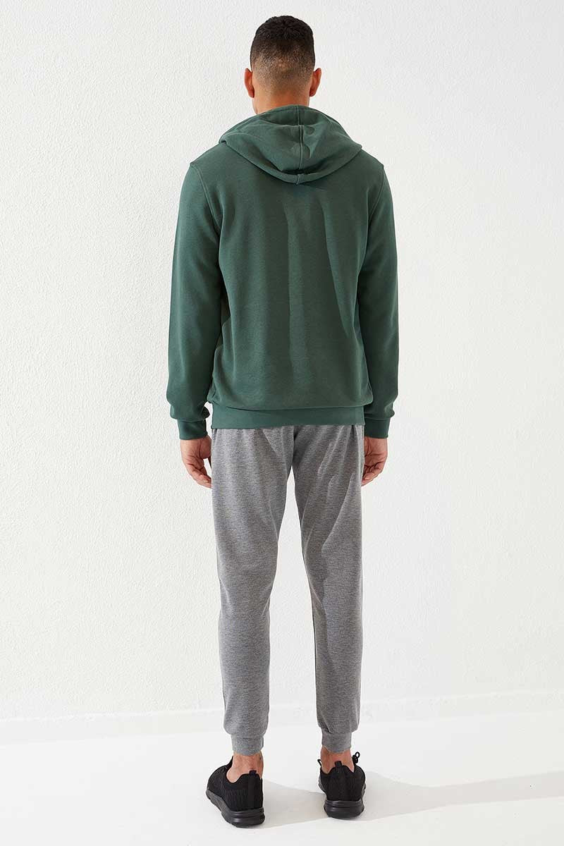 TMY Gray Melange Zippered Pocket Embroidered Slim Fit Jogger Men's Sweatpants - 84785 - Ocala