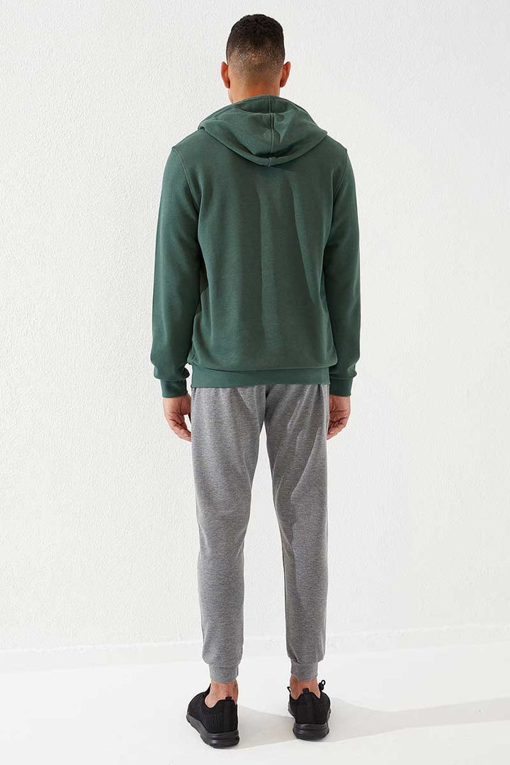 TMY Gray Melange Zippered Pocket Embroidered Slim Fit Jogger Men's Sweatpants - 84785 - Ocala