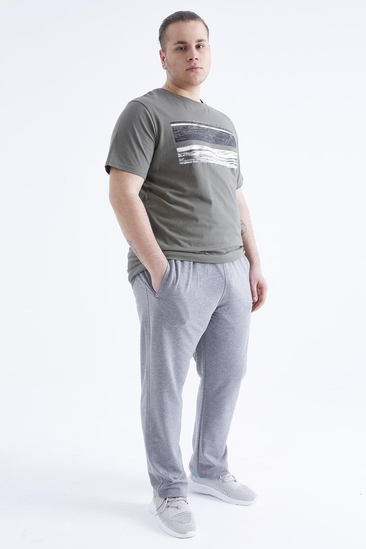 TMY Gray Melange Zippered Pocket Classic Fit Plus Size Men's Sweatpants - 84634 - Vila Nova de Gaia