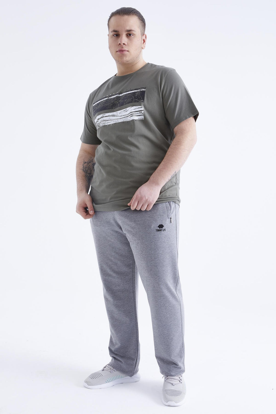 TMY Gray Melange Zippered Pocket Classic Fit Plus Size Men's Sweatpants - 84634 - Vila Nova de Gaia