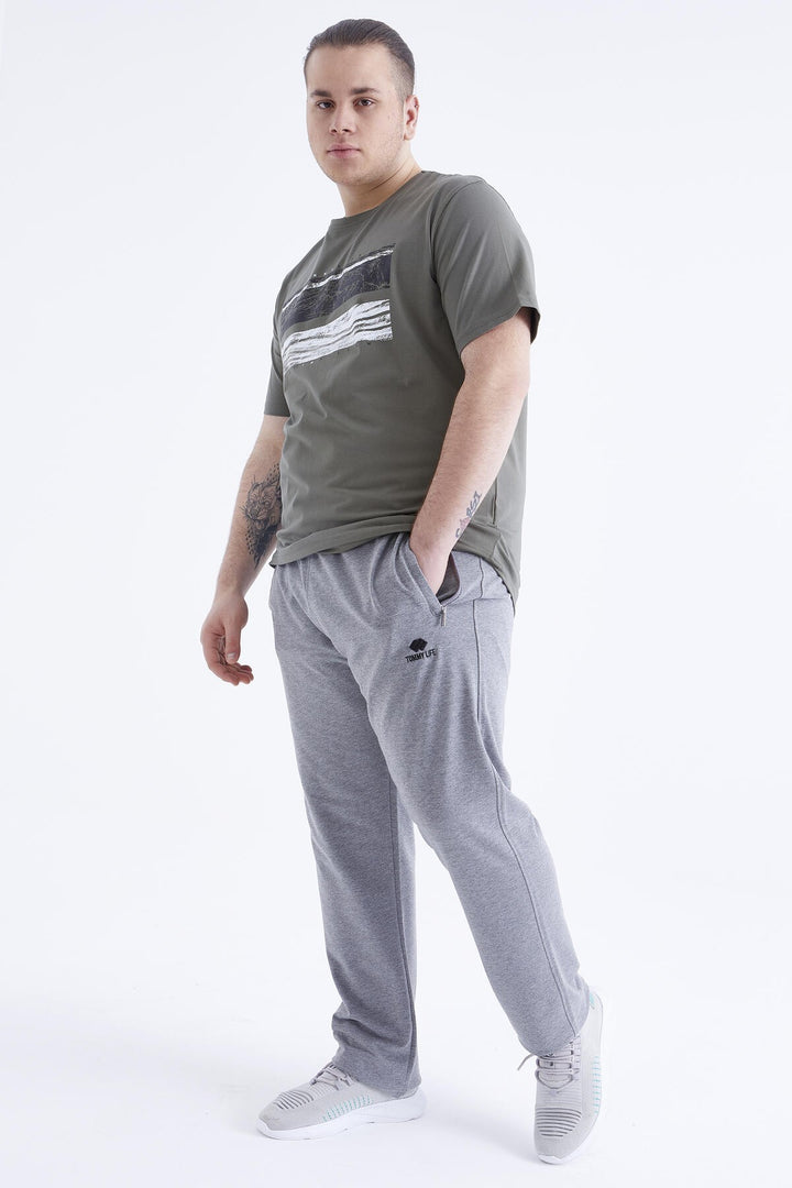 TMY Gray Melange Zippered Pocket Classic Fit Plus Size Men's Sweatpants - 84634 - Vila Nova de Gaia