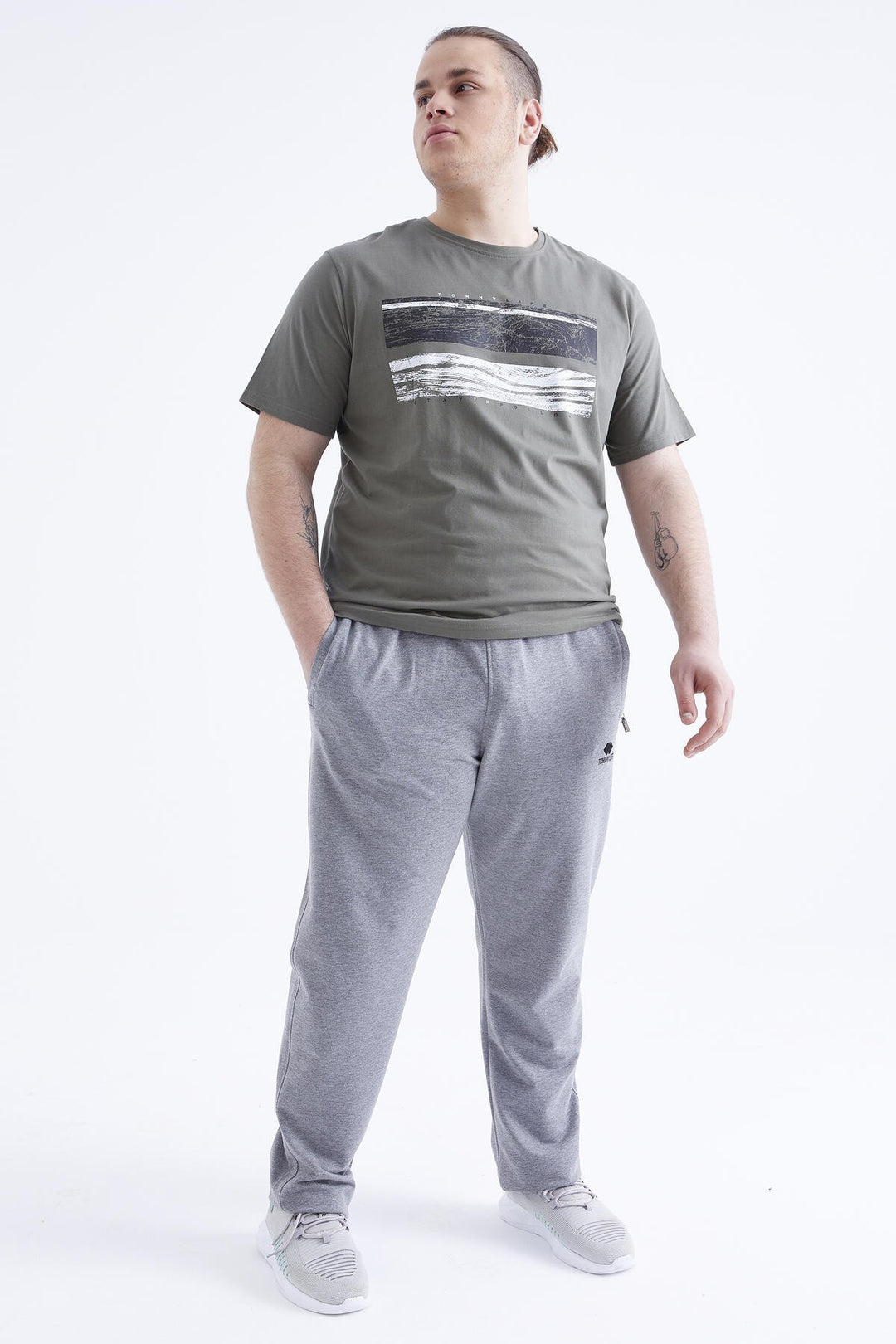 TMY Gray Melange Zippered Pocket Classic Fit Plus Size Men's Sweatpants - 84634 - Vila Nova de Gaia