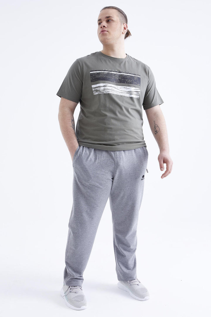 TMY Gray Melange Zippered Pocket Classic Fit Plus Size Men's Sweatpants - 84634 - Vila Nova de Gaia