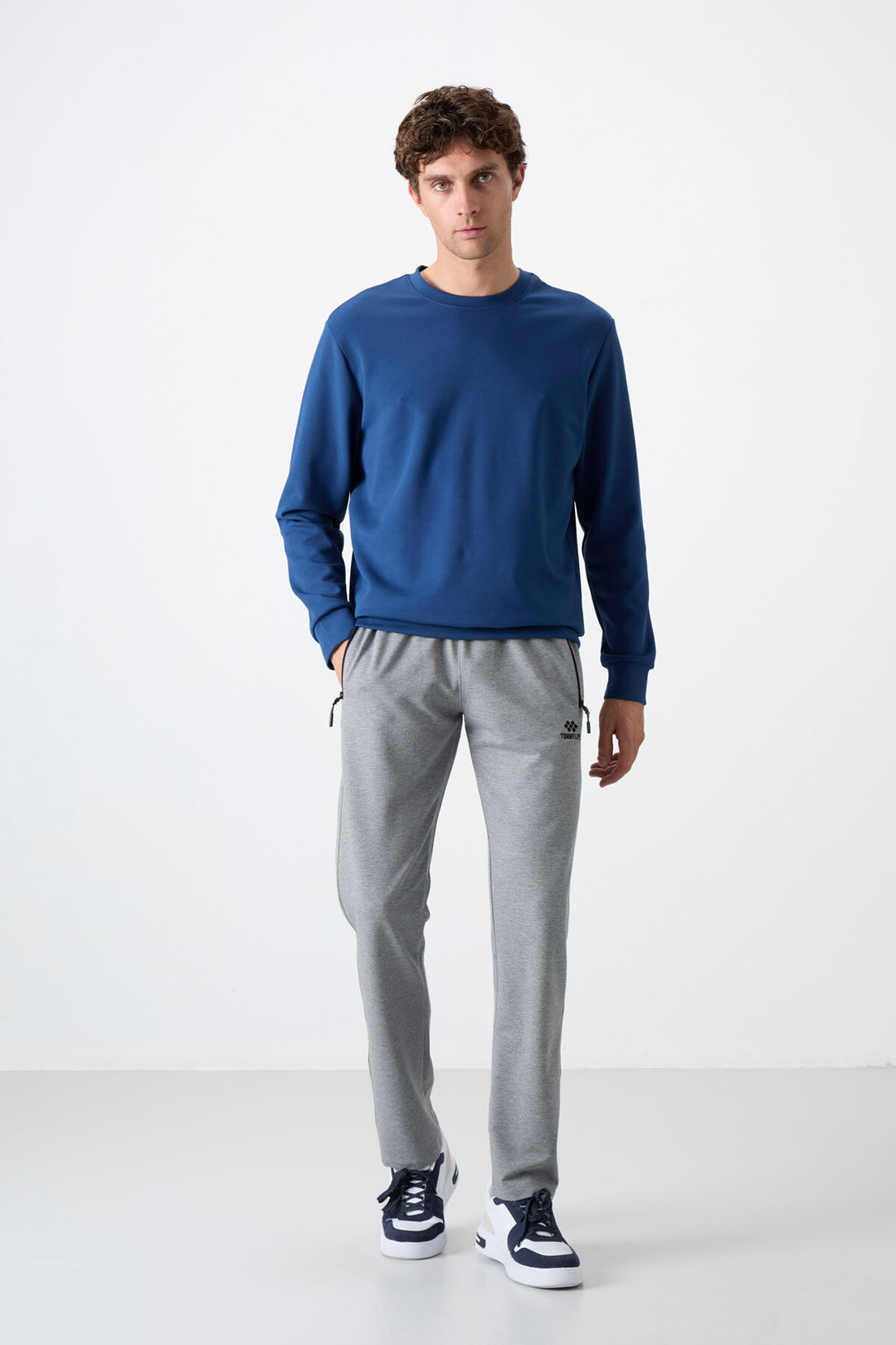 TMY Gray Melange Zippered Three-Pocket Slim Fit Classic Cuff Men's Sweatpants - 84671 - Brownsville