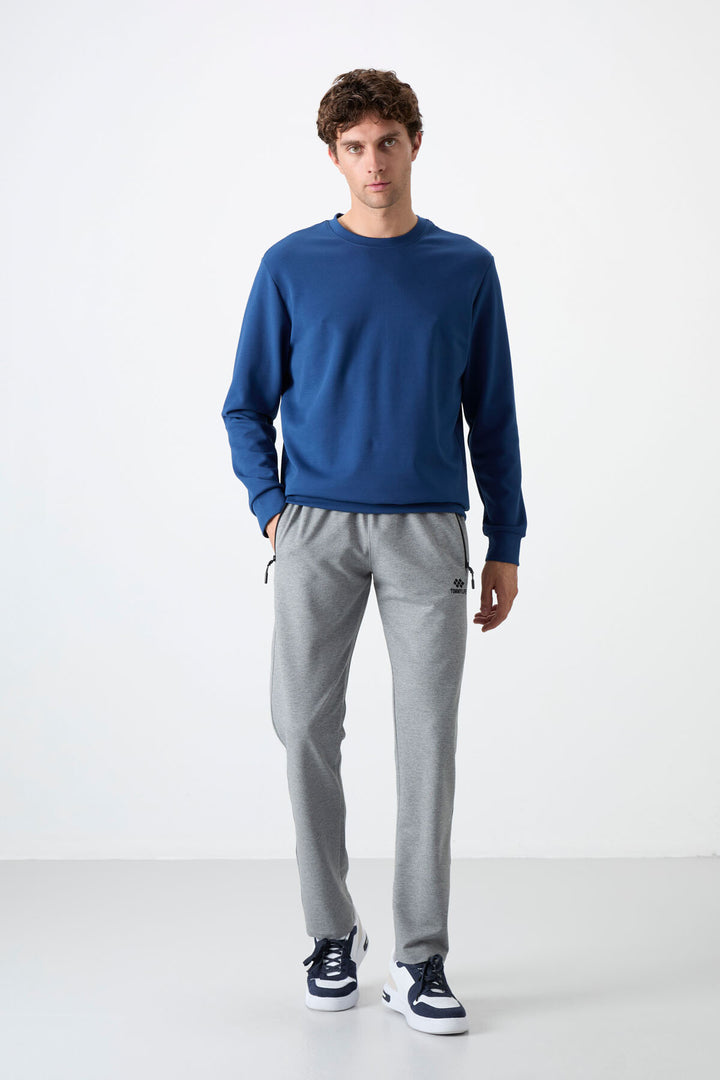 TMY Gray Melange Zippered Three-Pocket Slim Fit Classic Cuff Men's Sweatpants - 84671 - Brownsville