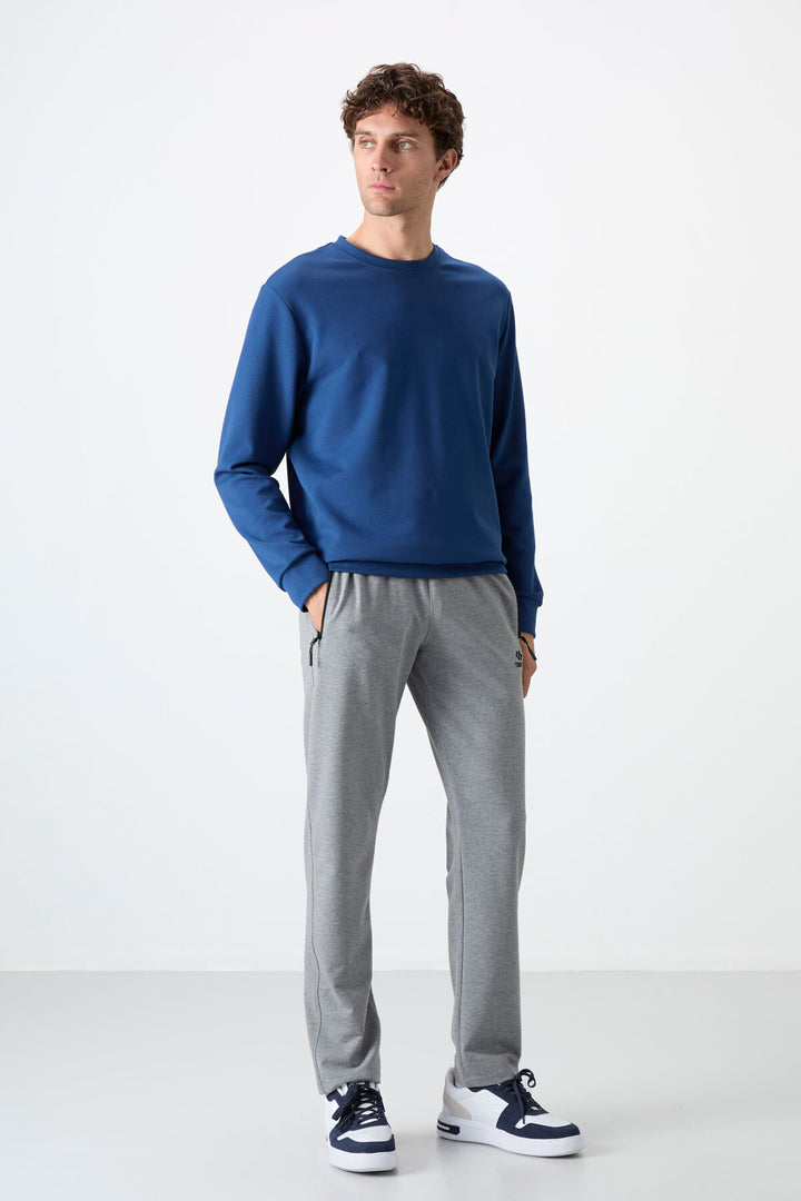 TMY Gray Melange Zippered Three-Pocket Slim Fit Classic Cuff Men's Sweatpants - 84671 - Brownsville