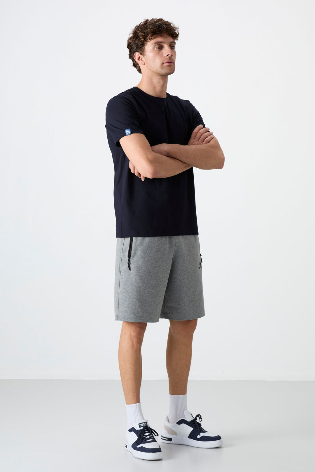 TMY Gray Melange Hidden Zipper Back Pocket Drawstring Regular Fit Men's Shorts - 81136 - Mission Bend