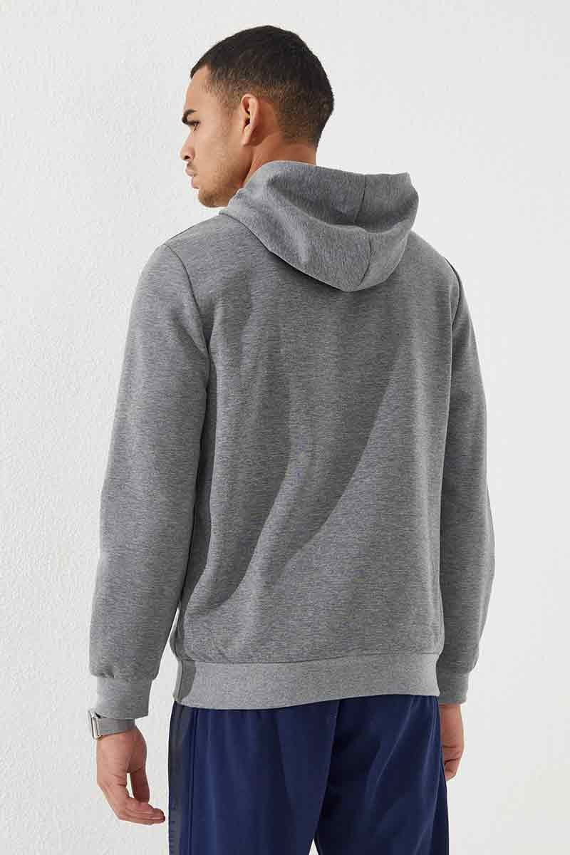 TMY Gray Melange Camouflage Pattern Printed Standard Mold Hooded Men's Sweatshirt - 87884 - Chemnitz