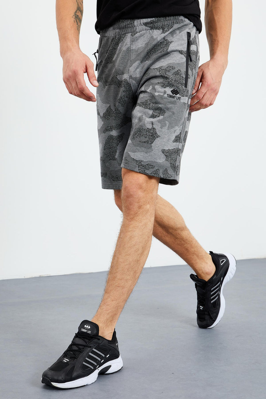 TMY Gray Melange Camouflage Pattern Standard Fit Men's Shorts - 81157 - Indian Trail