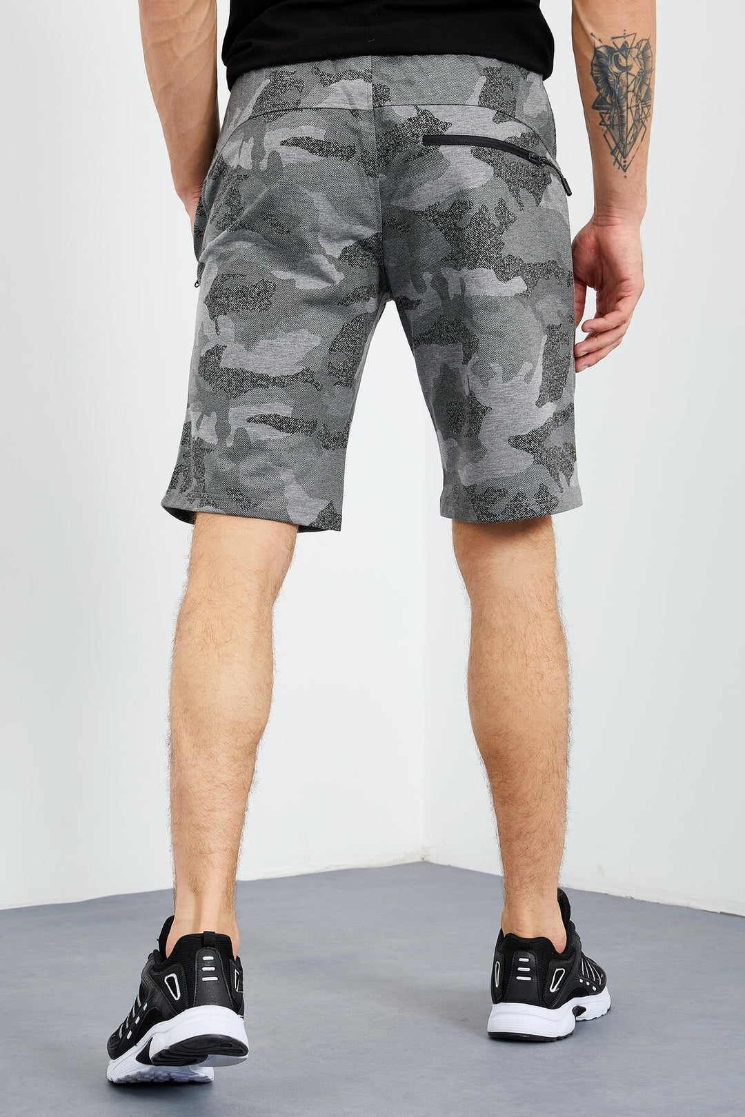 TMY Gray Melange Camouflage Pattern Standard Fit Men's Shorts - 81157 - Indian Trail