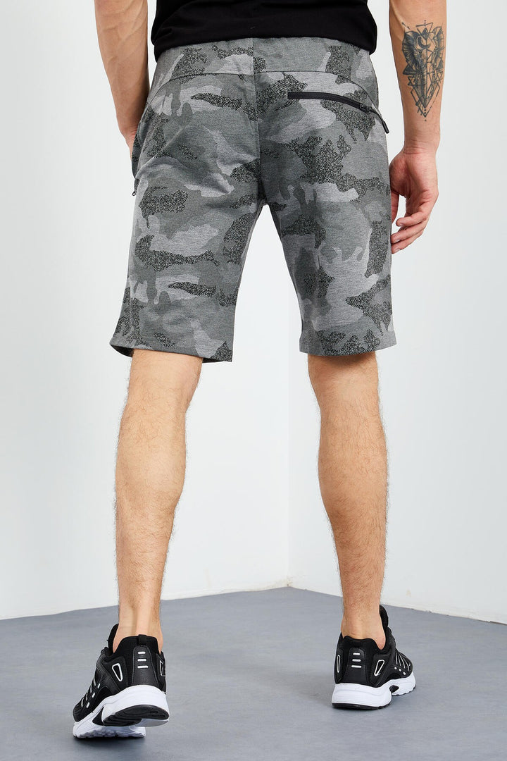 TMY Gray Melange Camouflage Pattern Standard Fit Men's Shorts - 81157 - Indian Trail