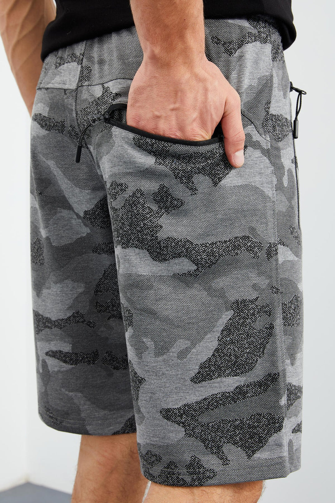 TMY Gray Melange Camouflage Pattern Standard Fit Men's Shorts - 81157 - Indian Trail