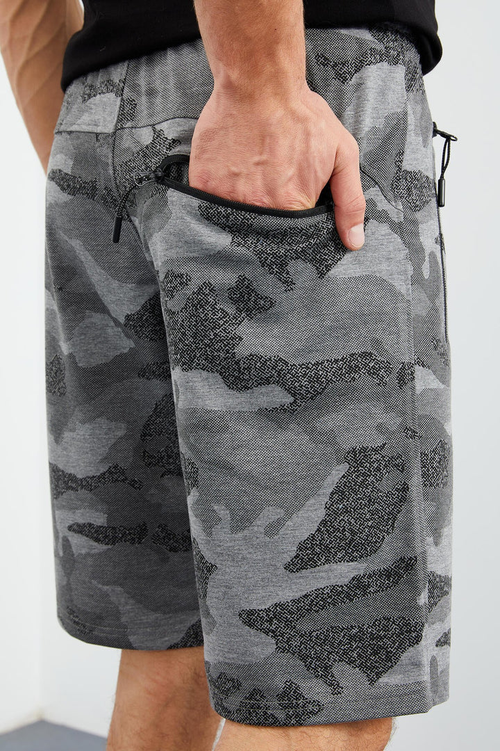 TMY Gray Melange Camouflage Pattern Standard Fit Men's Shorts - 81157 - Indian Trail