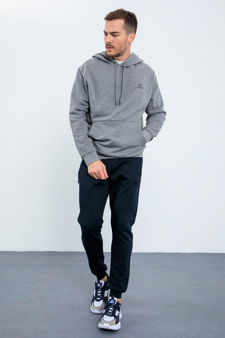 TMY Gray Melange Kangaroo Pocket Hooded Comfort Fit Men's Sweatshirt - 88013 - Medemblik