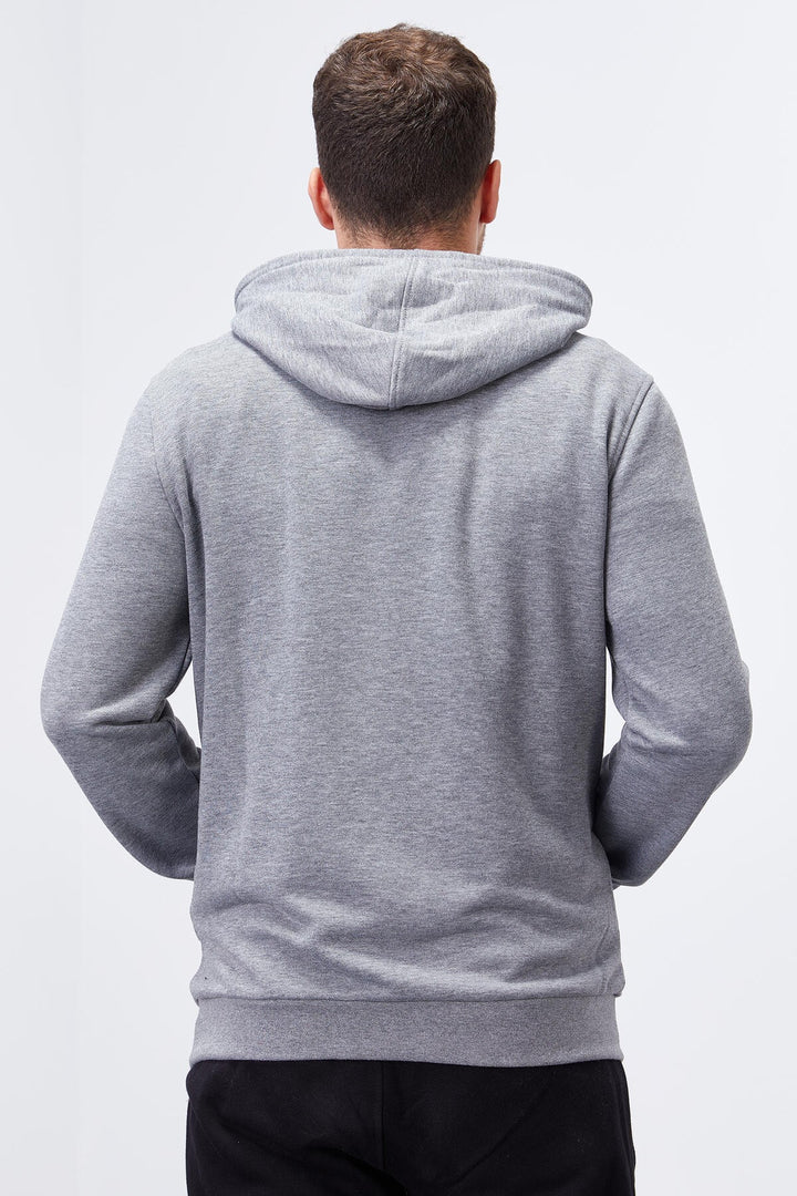 TMY Gray Melange Kangaroo Pocket Standard Fit Hooded Men's Sweatshirt - 87872 - Cairns