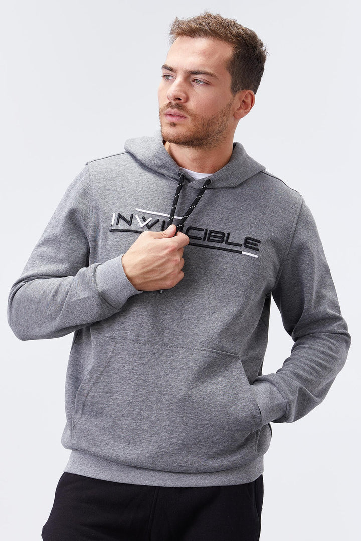 TMY Gray Melange Kangaroo Pocket Standard Fit Hooded Men's Sweatshirt - 87883 - Sammamish