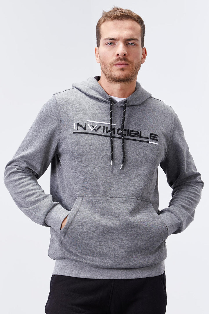 TMY Gray Melange Kangaroo Pocket Standard Fit Hooded Men's Sweatshirt - 87883 - Sammamish