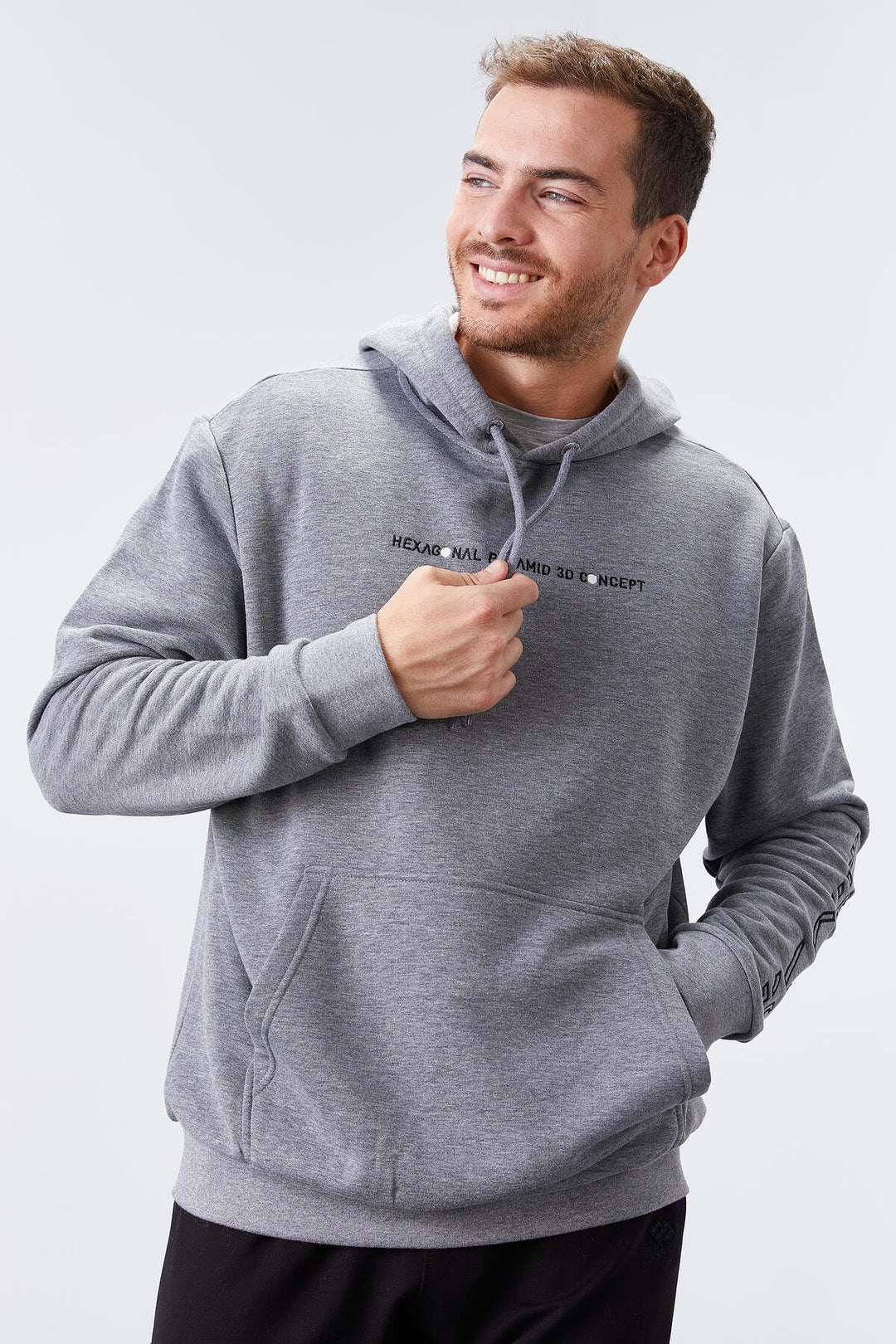 TMY Gray Melange Color Printed Hooded Comfort Fit Men's Sweatshirt - 88038 - North Shields