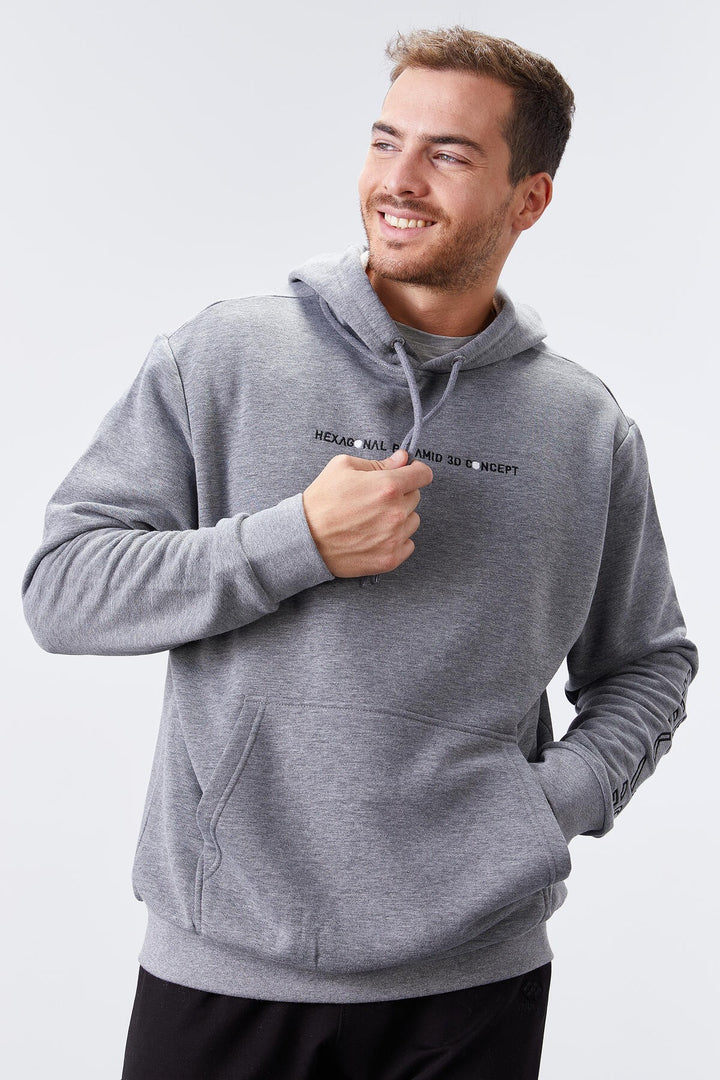 TMY Gray Melange Color Printed Hooded Comfort Fit Men's Sweatshirt - 88038 - North Shields