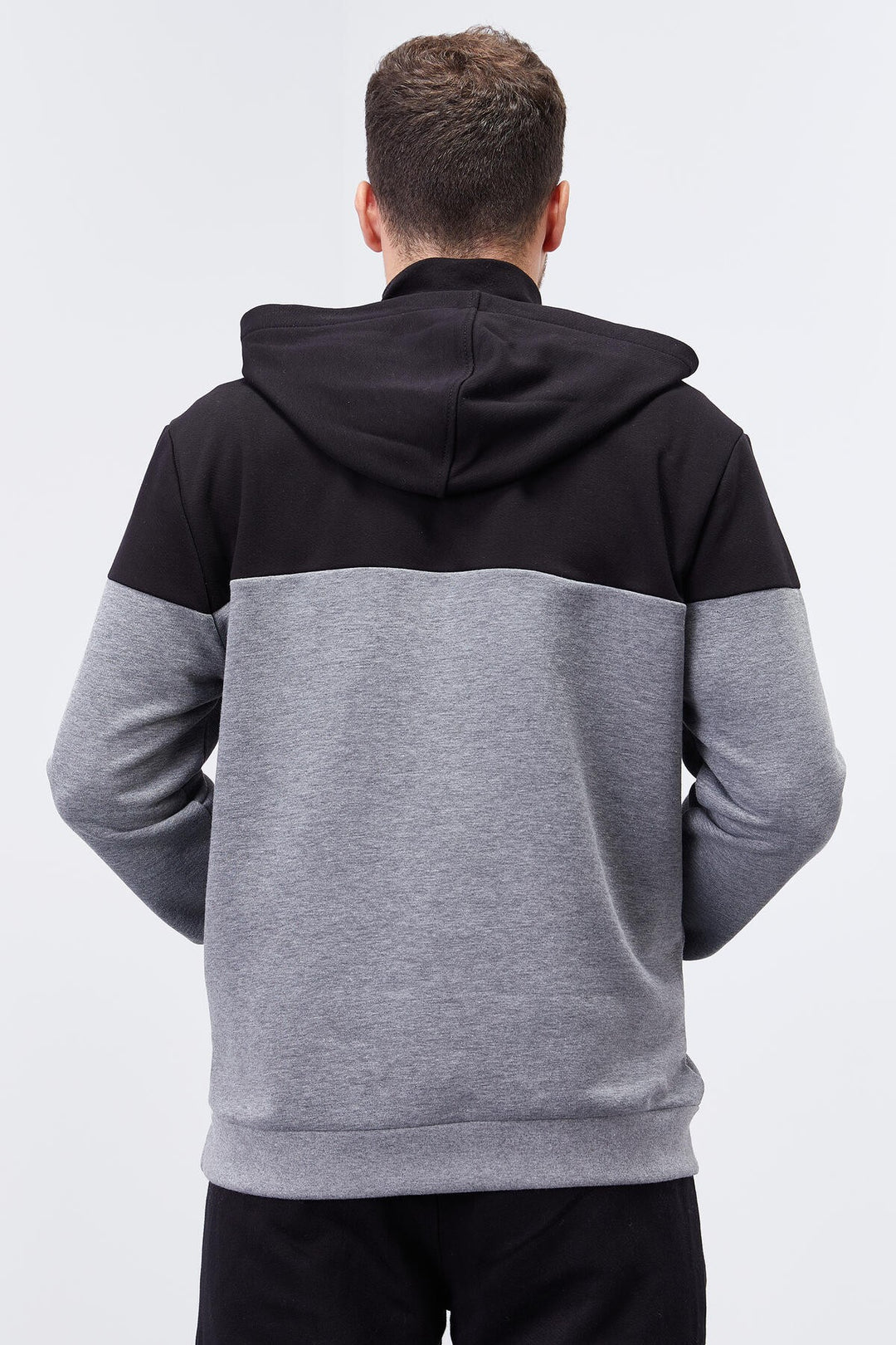 TMY Gray Melange Men's Half Zip Standard Fit Hooded Sweatshirt - 88033 - Yevpatoriia