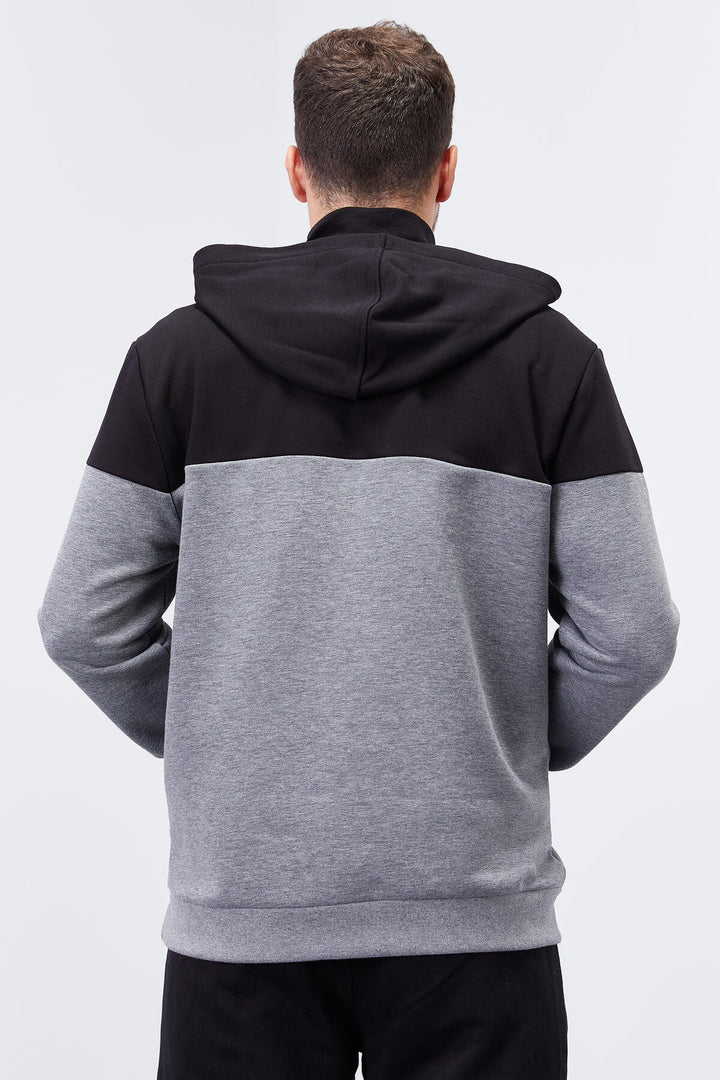 TMY Gray Melange Men's Half Zip Standard Fit Hooded Sweatshirt - 88033 - Yevpatoriia