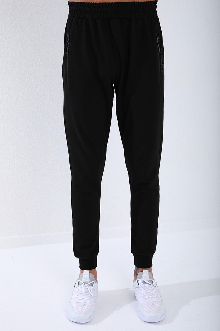TMY Gray Melange - Black High Neck Printed Standard Mold Cuffed Men's Tracksuit - 85149 - Niagara Falls