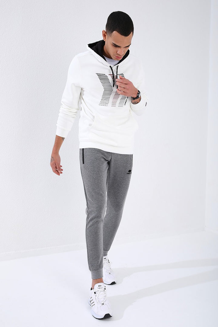 TMY Gray Melange Reverse Zippered Standard Fit Cuffed Men's Sweatpants - 84702 - Ixhuatlán de Madero