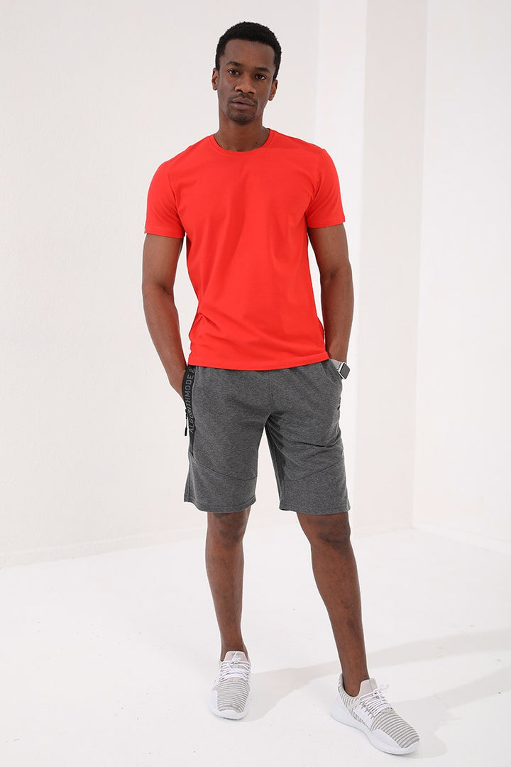 TMY Gray Melange Printed Zippered Pocket Lace-Up Standard Fit Men's Shorts - 81205 - Inverness