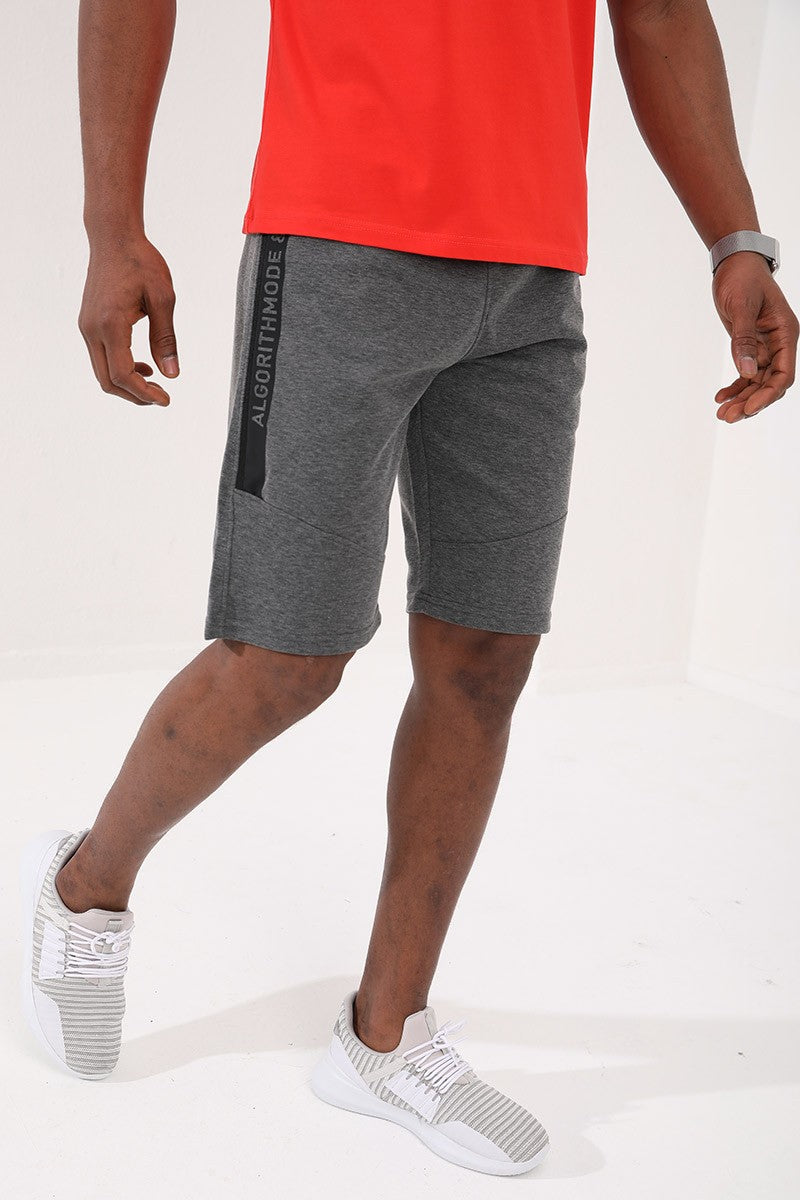 TMY Gray Melange Printed Zippered Pocket Lace-Up Standard Fit Men's Shorts - 81205 - Inverness